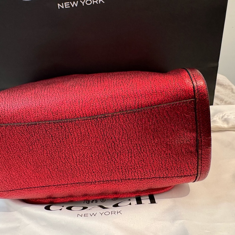 Coach Red metallic Leather Women's Bag - Picture 8 of 16